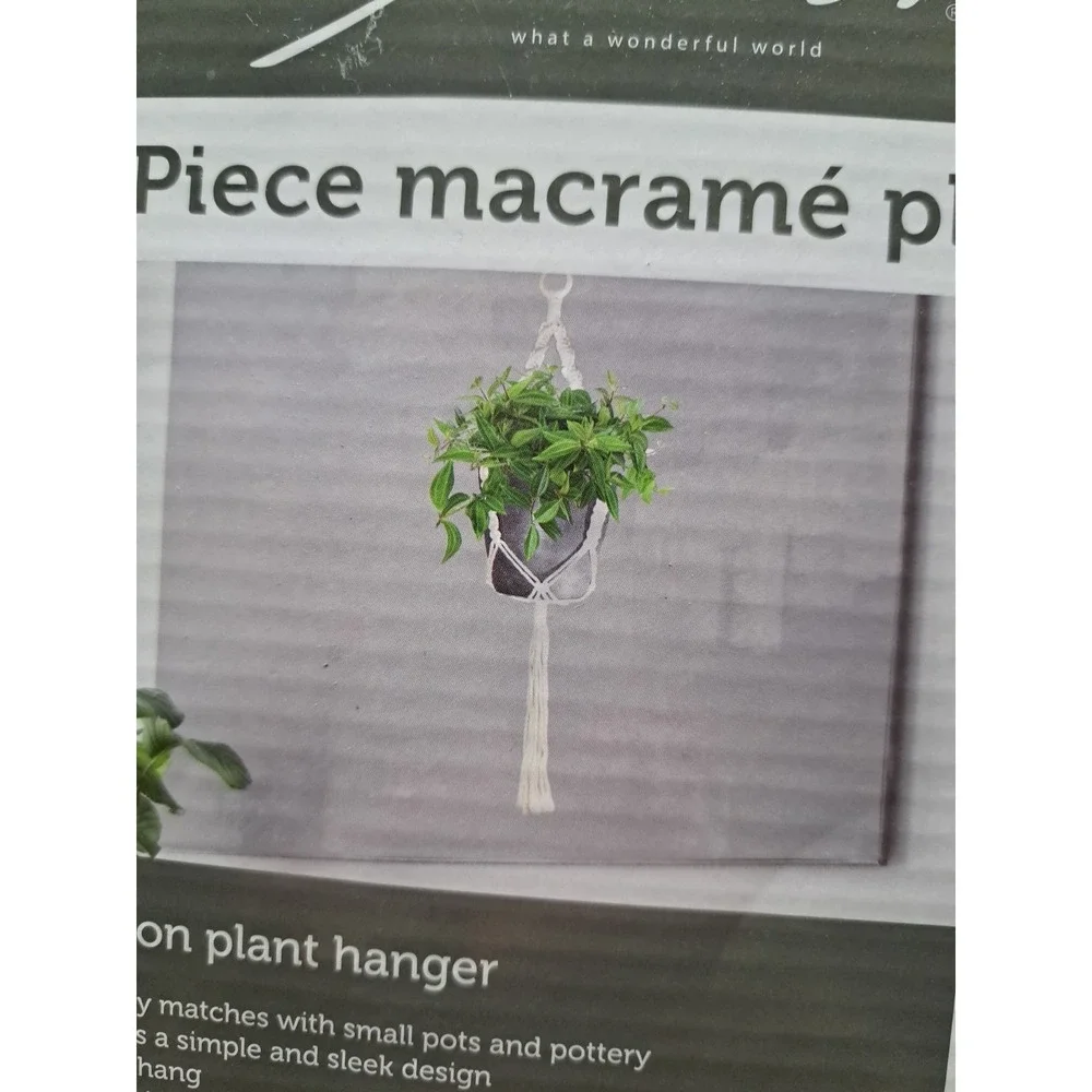 Belari 2 Piece Macrame Cotton‎ Plant Hanger Beige NEW